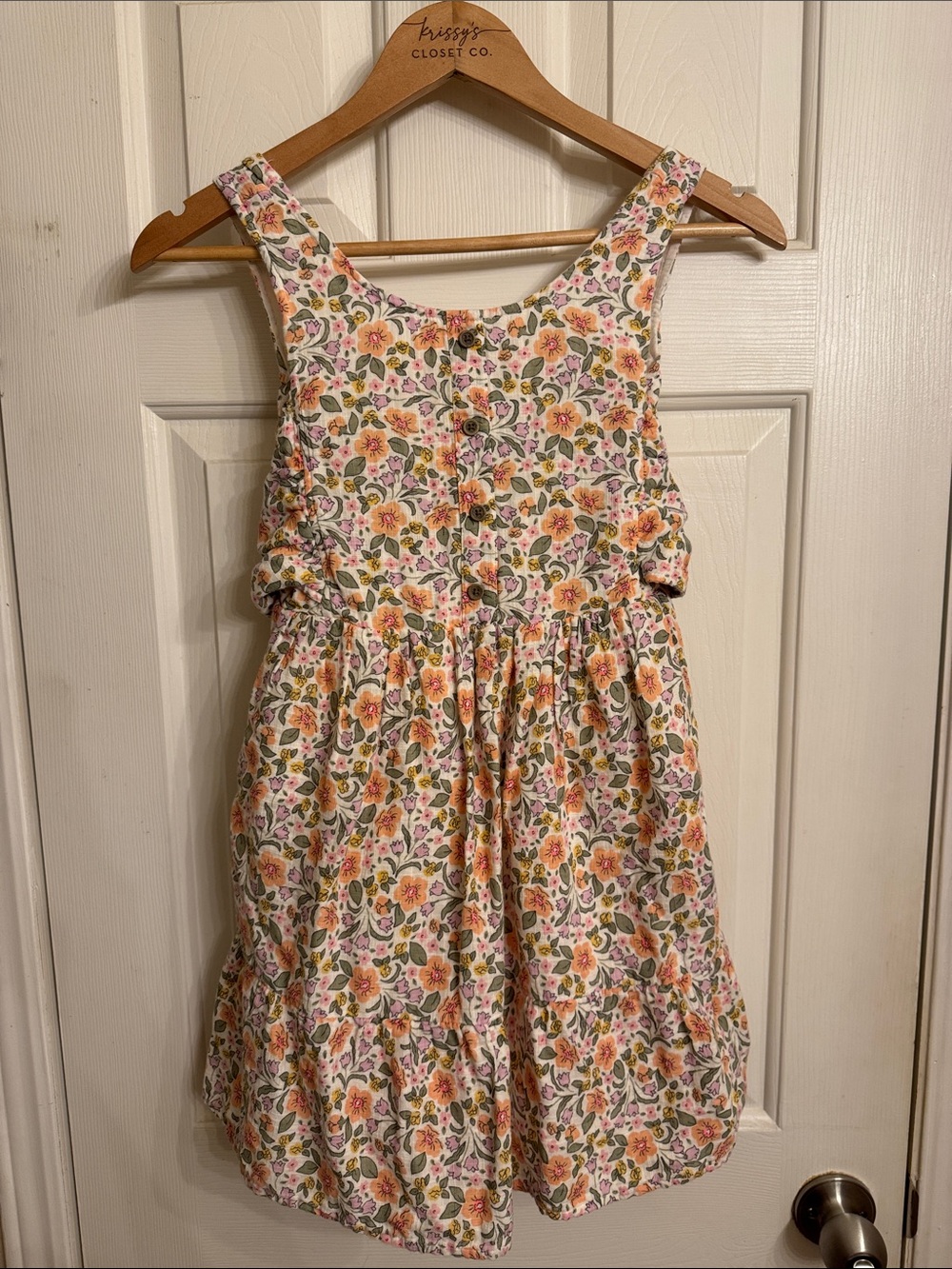Cat & Jack Cream Floral Dress with Pink and Orange Flowers